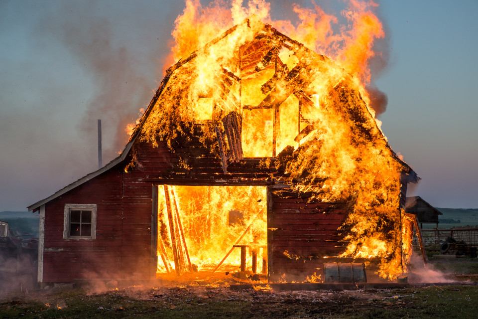 barn on fire
